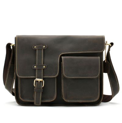 Bolsa Bandolera de Cuero Crazy Horse Estilo Retro para Hombre - Image 5