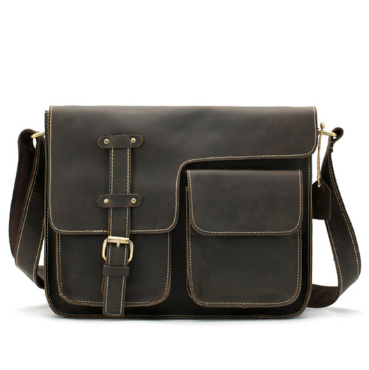 Bolsa Bandolera de Cuero Crazy Horse Estilo Retro para Hombre - Image 5