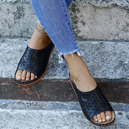 Sandalias Retro Mujer con Flores Caladas - Zapatos de Verano para Exterior - Image 16