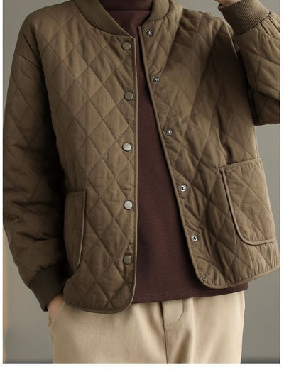 Chaqueta Acolchada de Algodón para Mujer - Diseño Rombo Ligero Otoño Invierno - Image 20