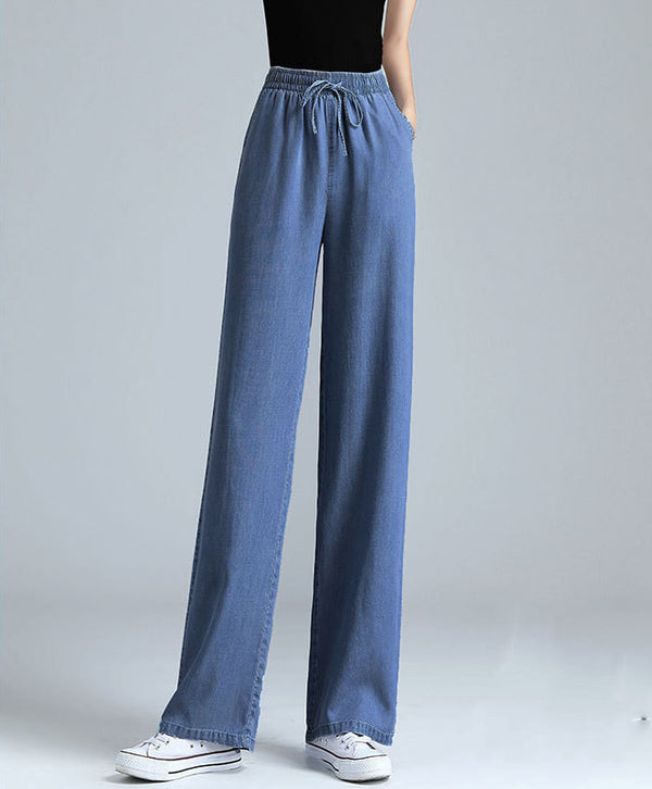 Pantalón Ancho Cintura Alta de Seda Helada con Drapeado - Largo 9/10