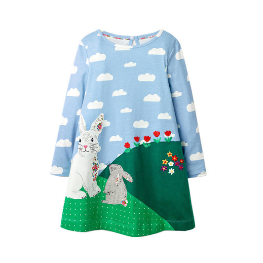 Vestido Infantil Otoño con Lentejuelas y Mangas Largas para Niñas