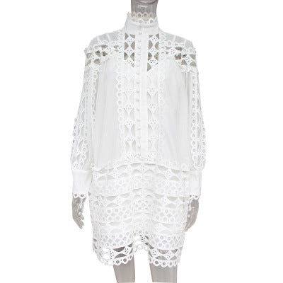 Vestido con Mangas Linterna y Detalles Calados - Image 11