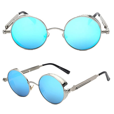 Austin Powers vintage round metal frame sunglasses with clear lenses, gold frames, and black temple tips. - Image 4
