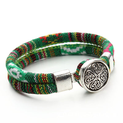Pulsera de Cuero y Algodón Artesanal - Image 30