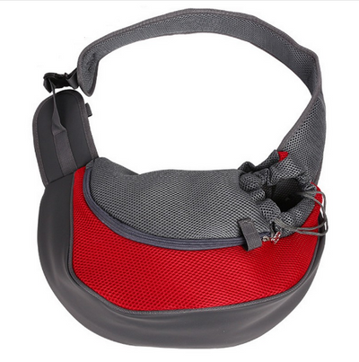 Green and black mesh pet carrier sling bag with a drawstring opening and a yellow flower-shaped zipper pull. - Image 10