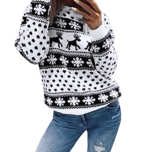 Suéter Navideño para Mujer con Diseño de Reno - Manga Larga Otoño Invierno - Image 9