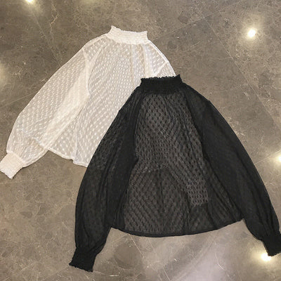 Blusa de Encaje con Volantes y Mangas Largas - Image 2
