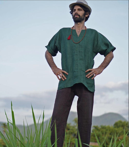 Camisa V-Cuello Hombre Algodón y Lino - Image 10