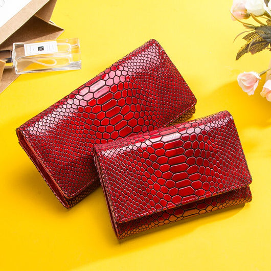 Billetera de Lujo Pochette Mujer Cuero Genuino Patrón Serpiente Cartera Larga - Image 10