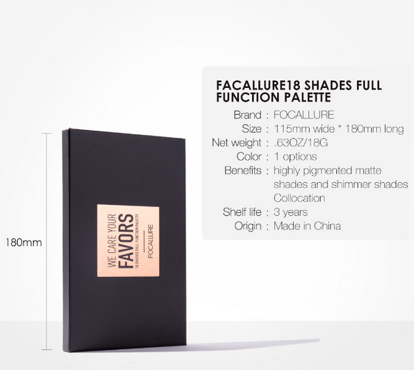 Paleta de Sombras Focallure Pro - 18 Colores Brillante y Mate
