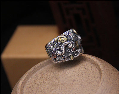 Anillo de Plata Esterlina 925 con Patrón Dragón Vintage - Image 16