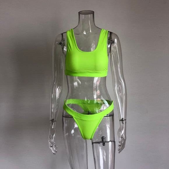 Traje de Baño Dos Piezas Verde Neón