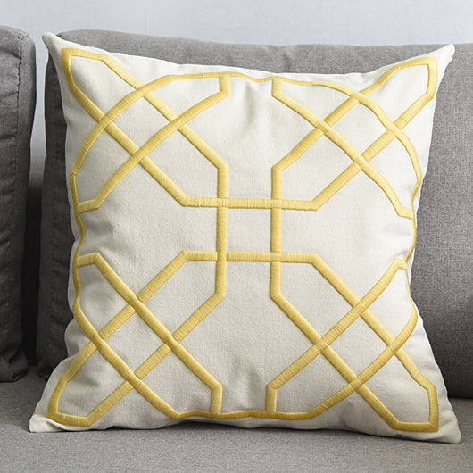 Funda de Almohada Decorativa de Algodón y Lino con Bordado Geométrico - Image 11