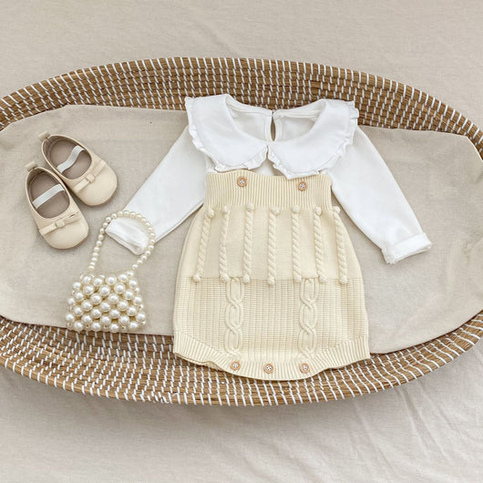 Conjunto de Dos Piezas: Enterizo Tejido con Bolas de Burbujas y Abrigo para Bebé Niña - Image 42