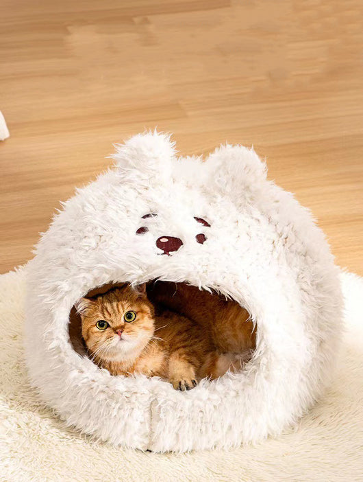 Cama Nido Semicerrada para Gatos y Perros - Refugio Cálido tipo Yurta en Felpa - Image 10
