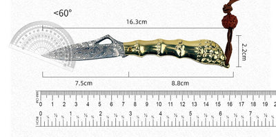 Cuchillo Táctico Damascus con Mango de Cobre para Aventuras al Aire Libre - Image 4
