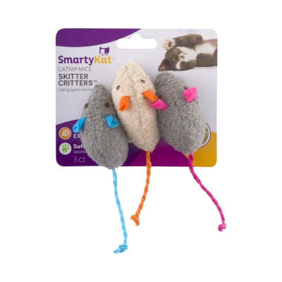 Plush beige mouse cat toy with orange ears and braided tail, designed for interactive play. - Image 7