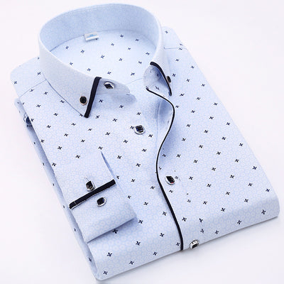 Camisa Casual de Manga Larga con Estampado en Colores Sólidos para Hombre - Image 6