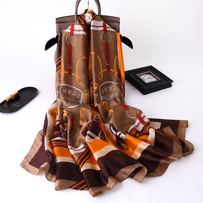 Pañuelo de Seda Estilo Occidental para Verano - Chal Estampado de Moda - Image 9
