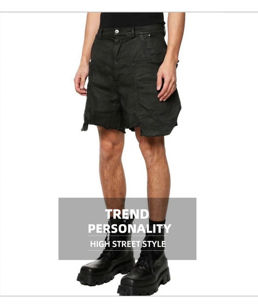 Pantalones Cortos Denim con Recubrimiento de Cera y Textura Burr - Azul Oscuro - Image 8