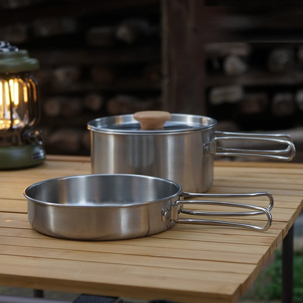 Olla y Sartén Plegable de Acero Inoxidable 304 para Camping y Montaña