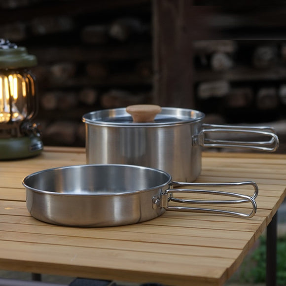 Olla y Sartén Plegable de Acero Inoxidable 304 para Camping y Montaña
