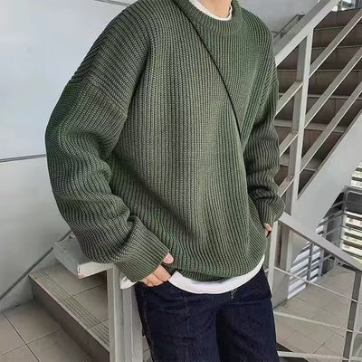 Suéter Cuello Redondo Retro Casual Holgado