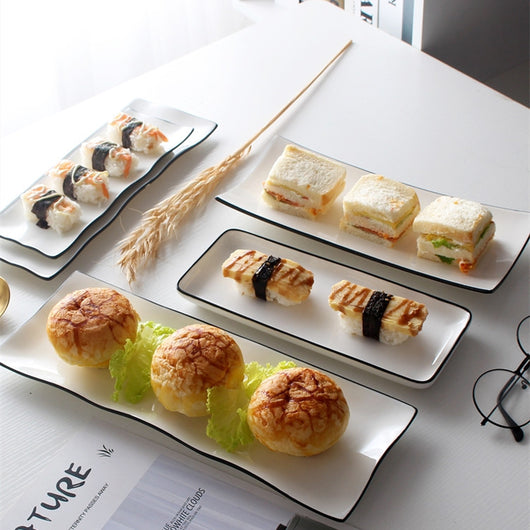 Plato Rectangular de Cerámica Japonesa para Sushi