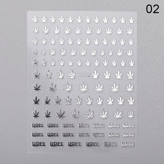 Stickers de Uñas 3D Hoja de Arce con Bronce Láser - Diseño DIY 6 Colores - Image 12