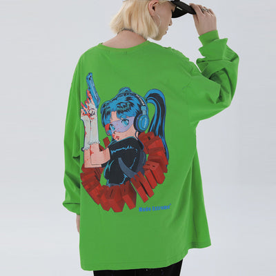 Playera Hiphop Suelta de Manga Larga - Image 4