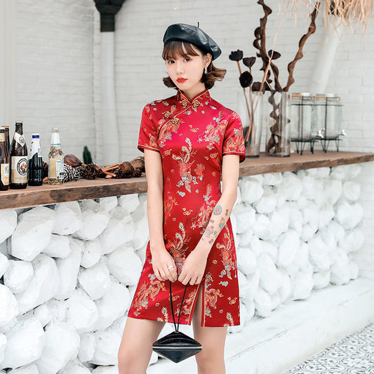 Vestido Cheongsam Tang Moderno para Verano