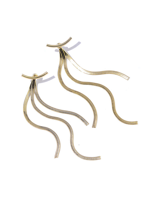 Aretes Largos con Borla Dorada - Elegancia Pendiente - Image 3