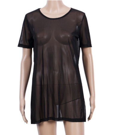 Blusa Semitransparente de Malla Manga Corta - Image 3