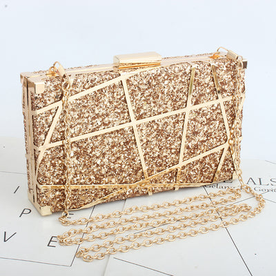 Bolso Cuadrado Pequeño con Cadena Hueca y Brillo para Mujer - Image 19