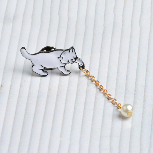 Broche de Gatito Anime con Perla - Accesorio de Moda Kawaii - Image 5