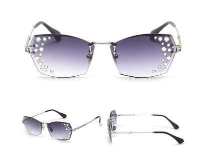Gafas de Sol sin Marco con Diamantes Espejo Destellantes - Image 13