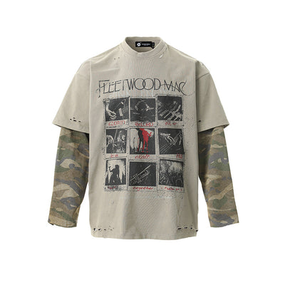 Playera Larga Camuflaje Retro con Efecto Dos Piezas - Image 5