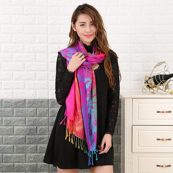 Bufanda Jacquard Vintage con Degradado Cálido