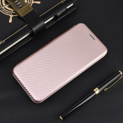 Funda de Cuero Premium con Fibra de Carbono - Protección Inteligente