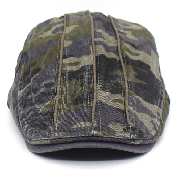 Boina de Algodón Lavado Camuflaje con Visera Plana para Hombre
