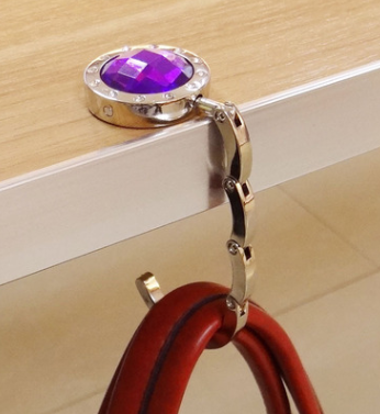 Gancho Metálico para Bolsa con Cristales Púrpura - Accesorio de Moda Personalizado - Image 2
