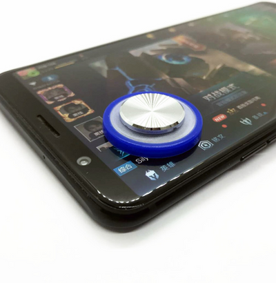 Pink and silver mobile game joystick attached to a black smartphone displaying a game on its screen. - Image 10