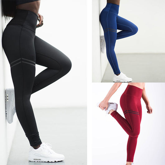 Pantalones Yoga Cintura Alta Rayas Elásticos - Leggins Deportivos 7/8
