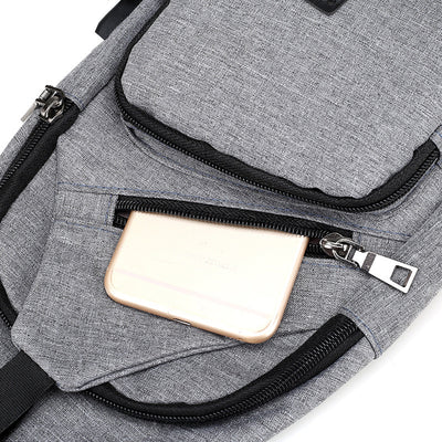 Bolsa de Pecho Deportiva USB con Carga - Estilo Coreano Canvas para Hombre - Image 2