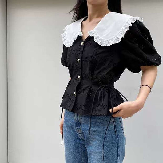 Blusa de Bloques de Color con Mangas Abullonadas - Image 8