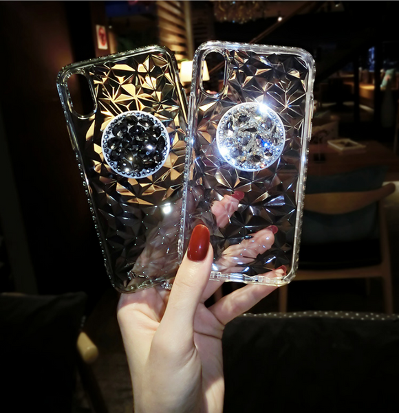 Funda Transparente con Soporte de Diamantes para iPhone XS Max, 6s Plus y Modelos Apple