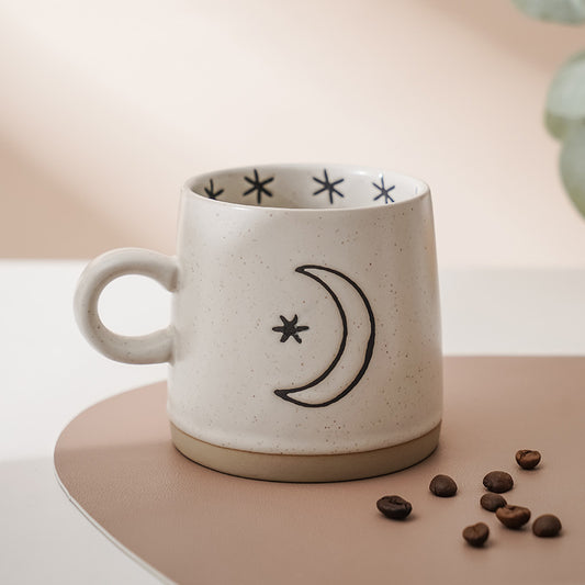 Taza de Café de Cerámica Artesanal con Flor Azul