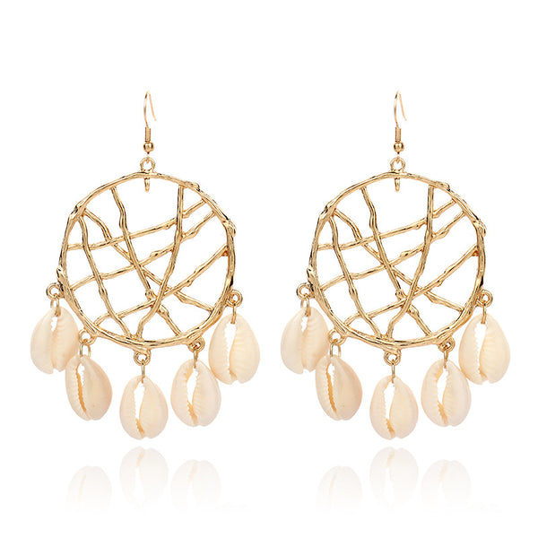 Aretes Atrapasueños Círculo de Concha