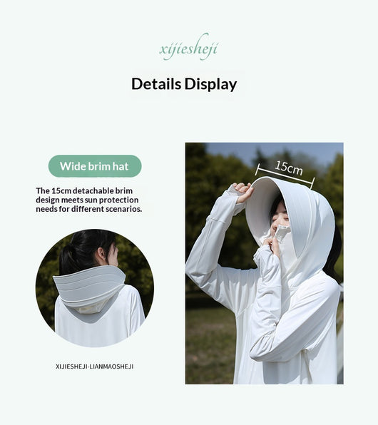 Ropa de Protección Solar Tipo Ice Silk con Ala Ancha para Mujer - Image 17